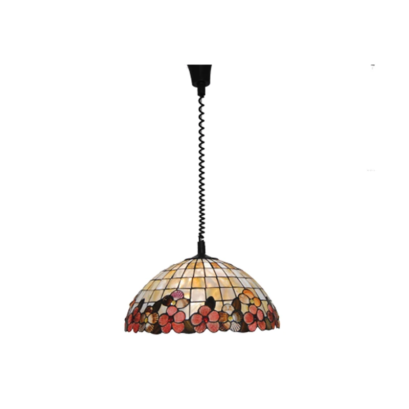 

18 Inch European Tiffany Flowers Stained Glass Lampshade Pendant Lamp Countryside Style Shell Suspension Light E26/E27 Bulb P765