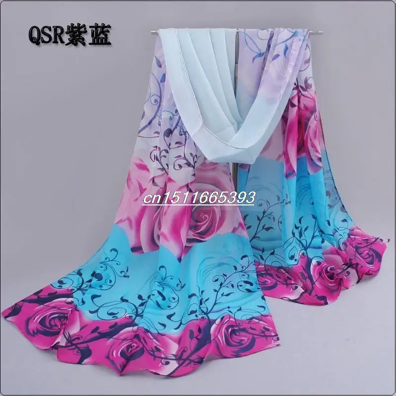 Violet Blue Новинка хлопковый шарф han цветы розы и шарфы качественные товары шифоновые полиэфирные шарфы пляжный Шелковый шарф - Цвет: Violet Blue