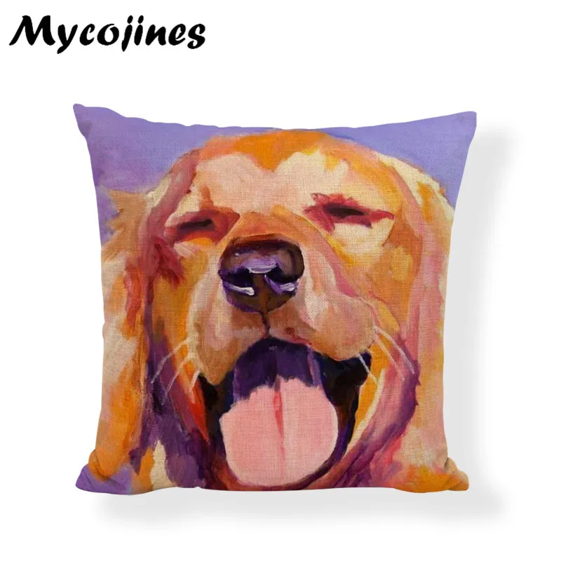 Чехол для подушки с рисунком собаки золотой ретривер французский бульдог самоед