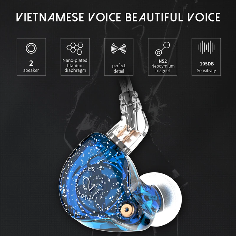 TFZ Серия 2 HIFI монитор наушники-вкладыши двойной динамический 3 5 мм разъем