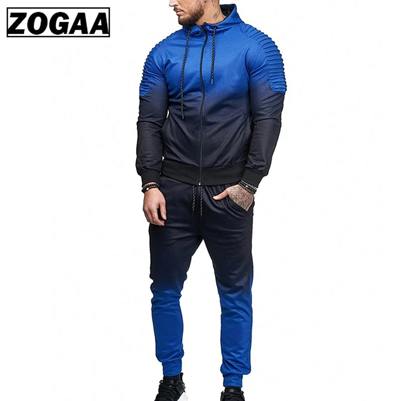 Спортивный костюм ZOGAA мужской повседневный верхняя одежда кофта и брюки свитшот