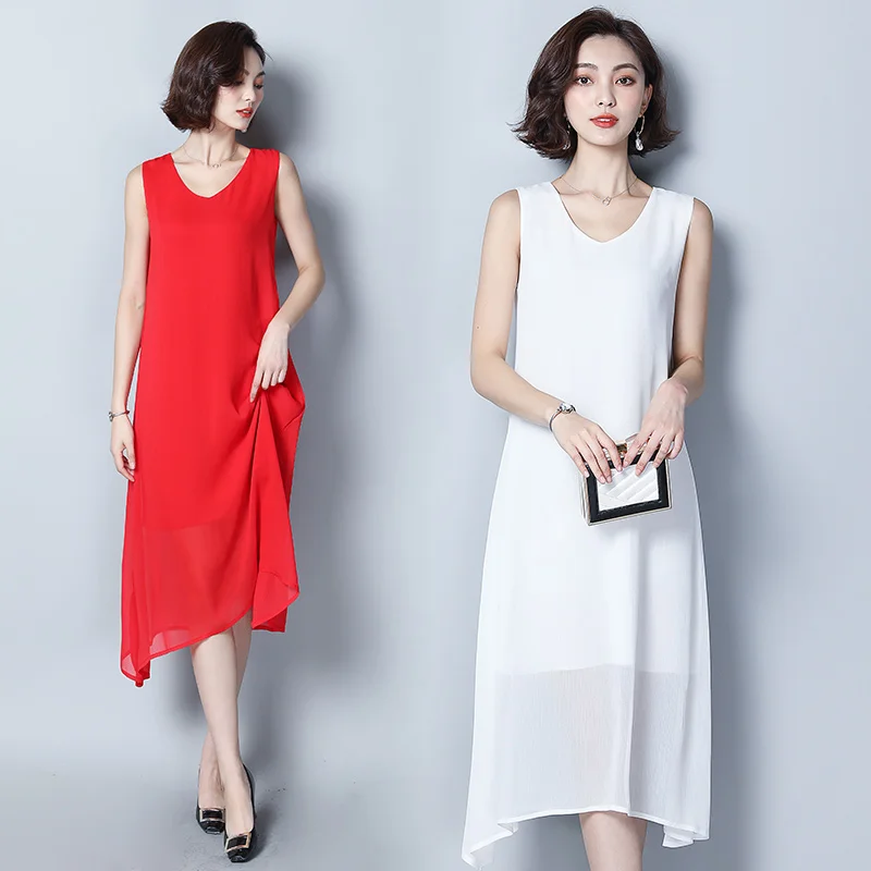 

Летнее женское Модное шифоновое длинное платье без рукавов, элегантное женское платье с V-образным вырезом, тонкое длинное платье, бесплатн...