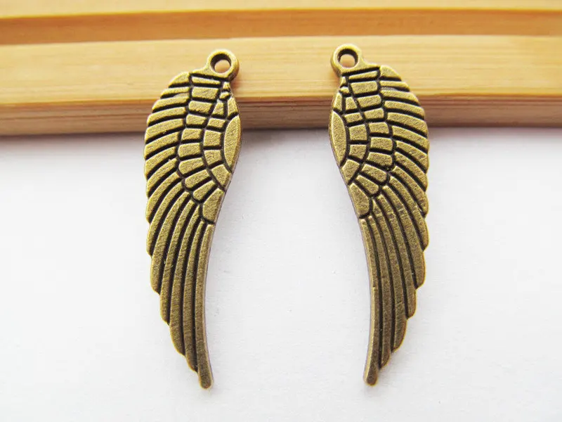 100pcs 8.80mmx30mm Antique Silver tone/Antique Bronze Single Angel Wing Pendant Charm/Finding DIY Accessory Jewelry Making | Украшения и