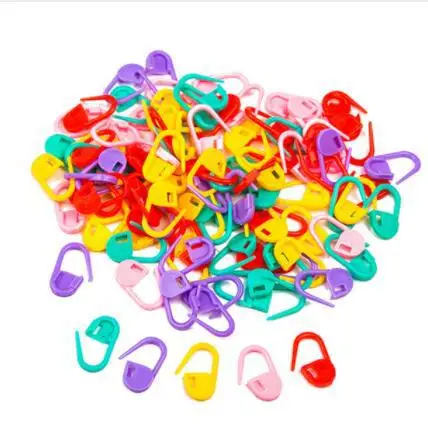 

50PC Colorful Safety Pins Locking Stitch Marker Lock Pins Plastic Ring Marker for Knitting Locking Tool Decor Craft
