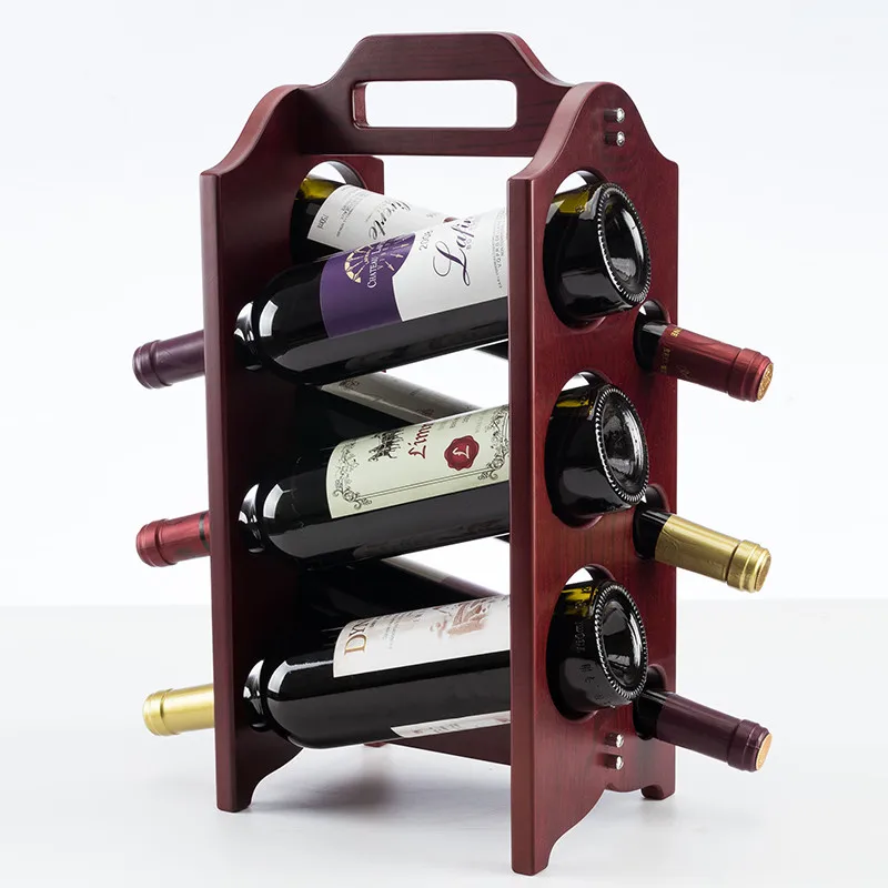 Креативная винно красная деревянная стойка для красного вина в простом стиле с