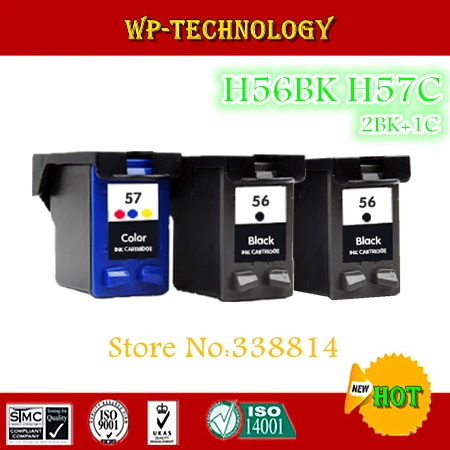 2BK + 1C 3 шт. Восстановленный картридж подходит для hp 56 57 Deskjet 450 5150 5550 5552 5650 5652 5850 и т.