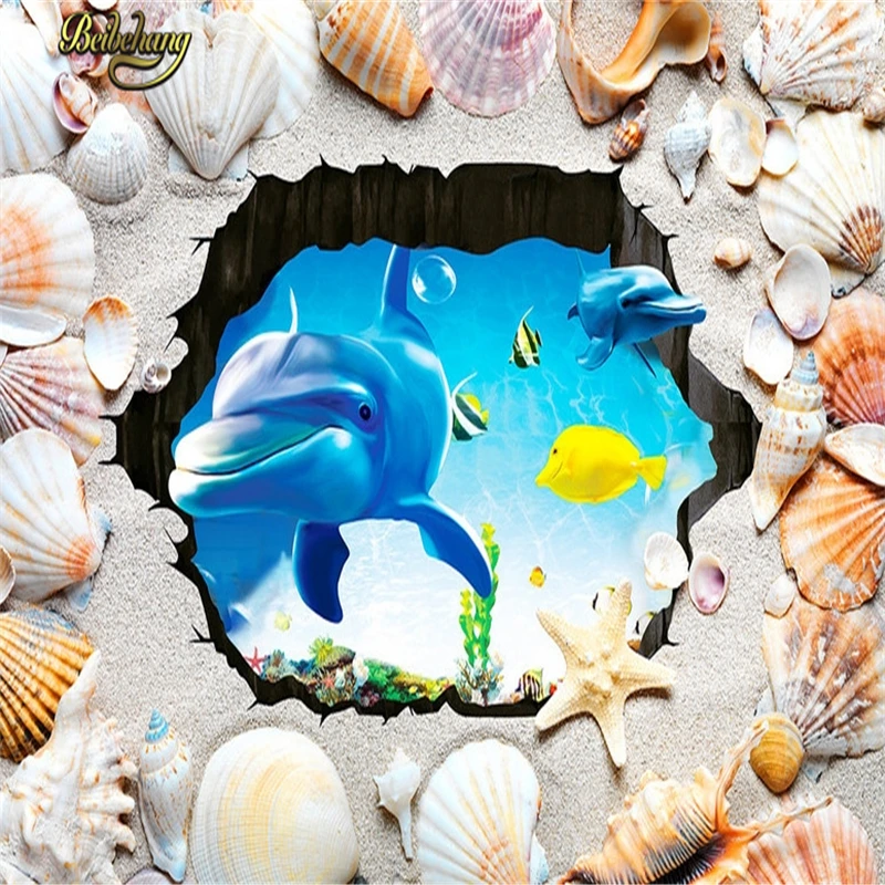 Beibehang на заказ пляжные ракушки напольная плитка обои ванная комната 3D фреска ПВХ