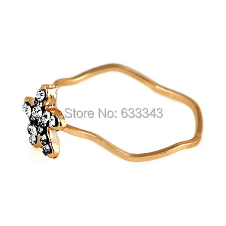 Free Shipping 8*6mm Personable Women's Starfish-Pattern Wavy Metal With Artificial Diamond Ring 6# Gold (1Pc) 24109# | Украшения и