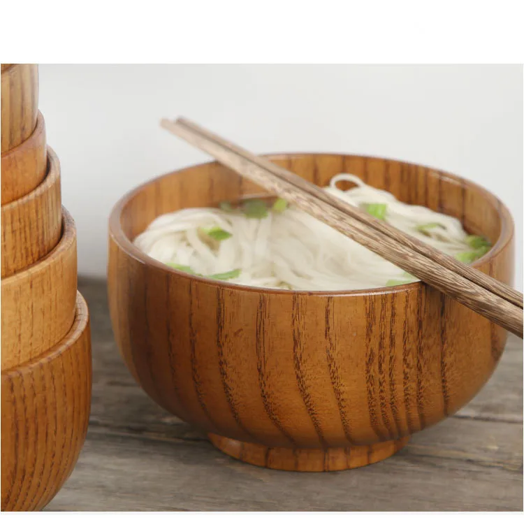 1 шт. японский Стиль Натуральный Деревянный Круглый Салатник кухня Bamboo ручная