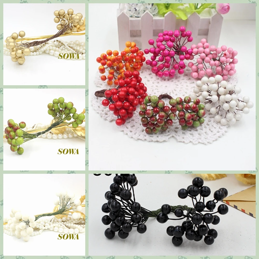Недорогой искусственный цветок ягод Бакка 50 головок 8 мм для свадебного