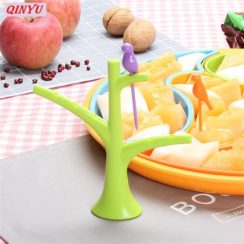 Креативные кухонные принадлежности дерево из шести птиц зеленая веточка