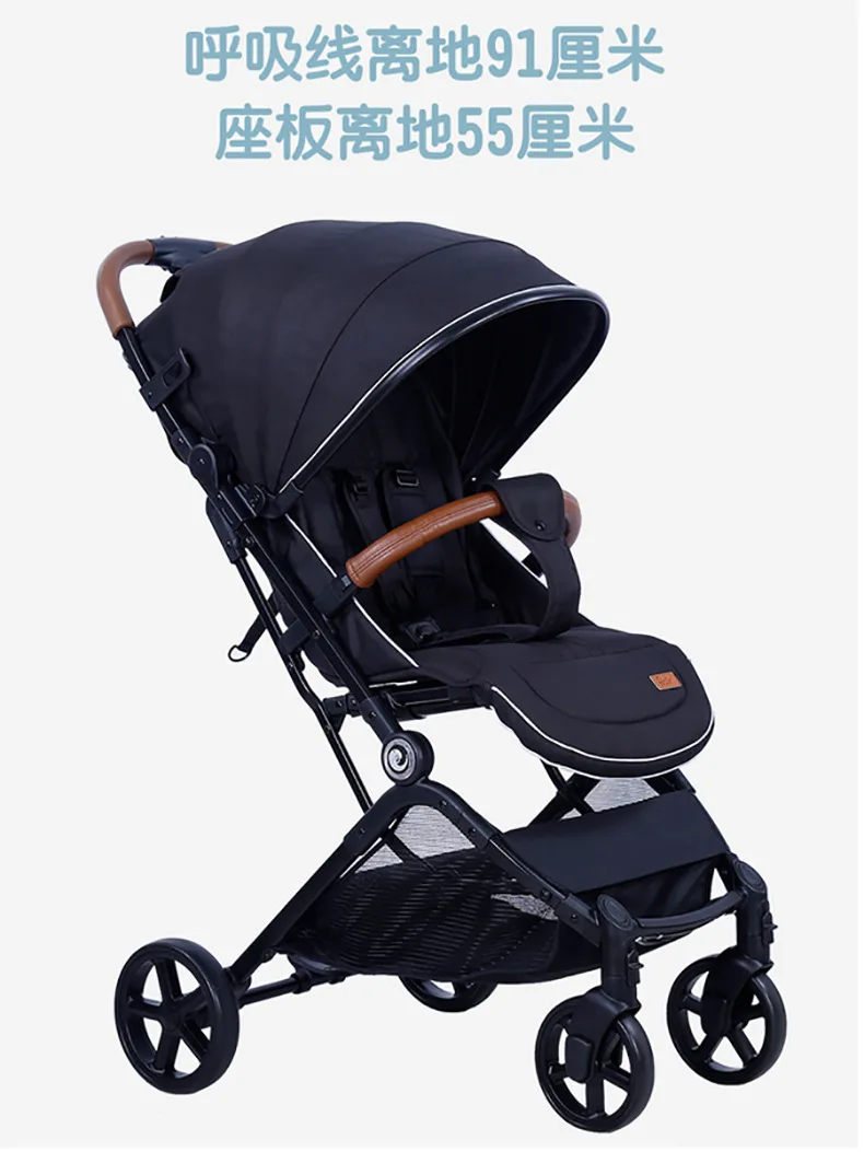 Прогулочная коляска для детей от 0 до 3 лет с высоким пейзажем, с тягой, на одной кнопке, складывающаяся, на четыре колеса, с амортизатором, функциональная детская коляска