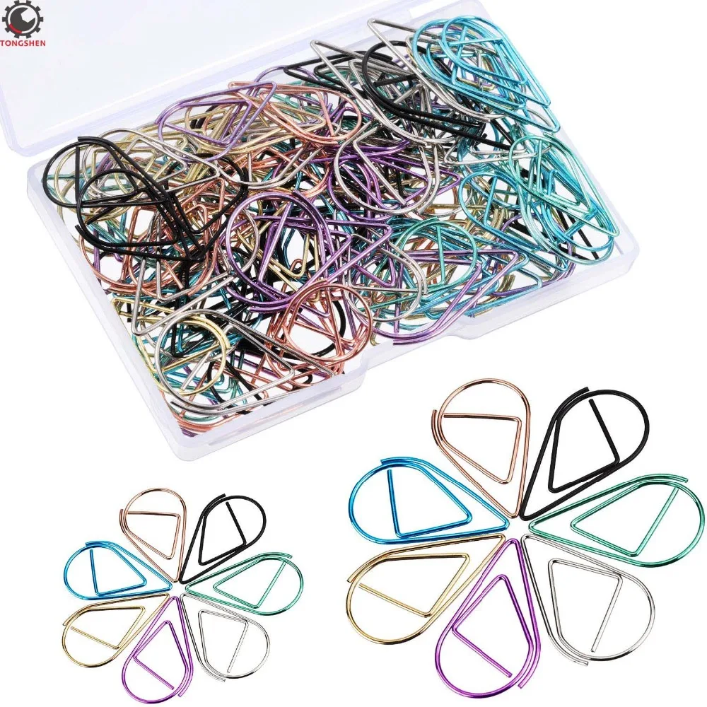 

105Pcs Multicolor Paperclips Metal Paper Clips for School Office Supplies Metal Drop Shape Paper Clips Bookmark Marking Clips