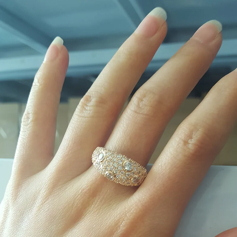 MECHOSEN AAA циркониевые кольца для мужчин и женщин золотистое кольцо с кристаллами