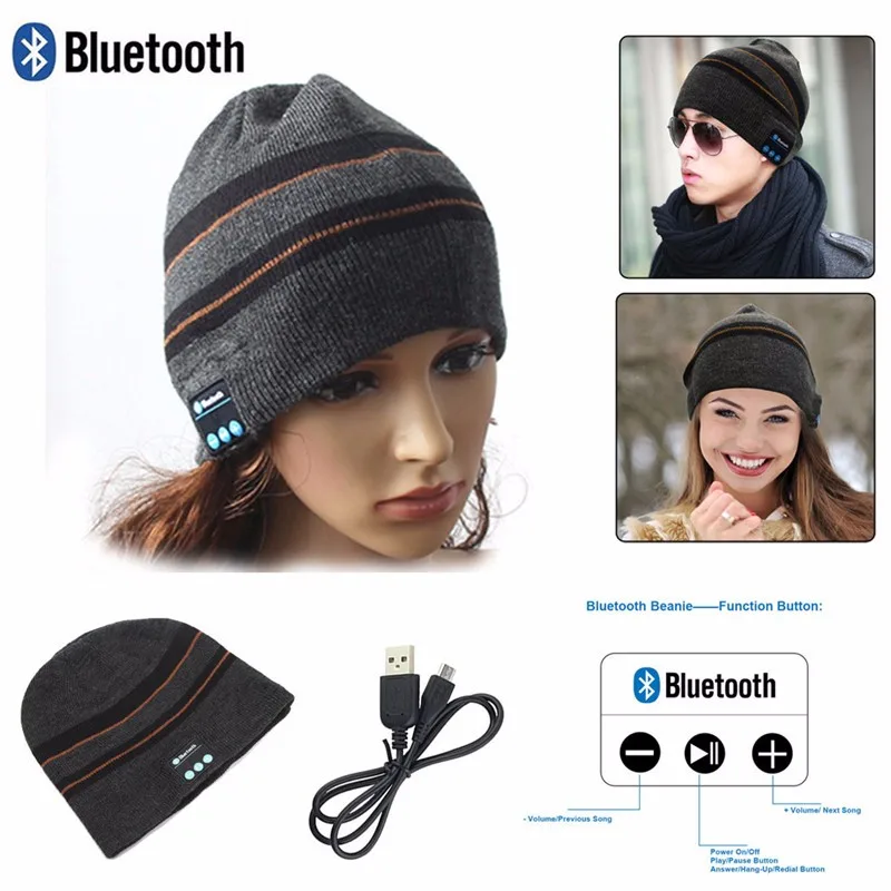 Мягкая Теплая Шапка бини беспроводная Bluetooth Смарт шапка гарнитура наушники
