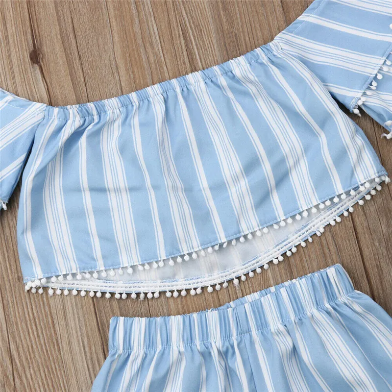 Летняя одежда для маленьких девочек новинка 2019 сексуальный укороченный топ с кисточками и открытыми