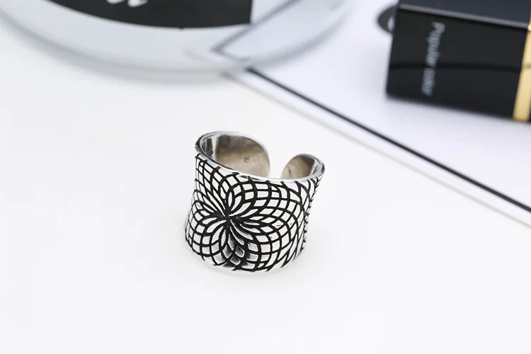 Женское серебряное кольцо с открытым кольцом ювелирное изделие в стиле ретро из
