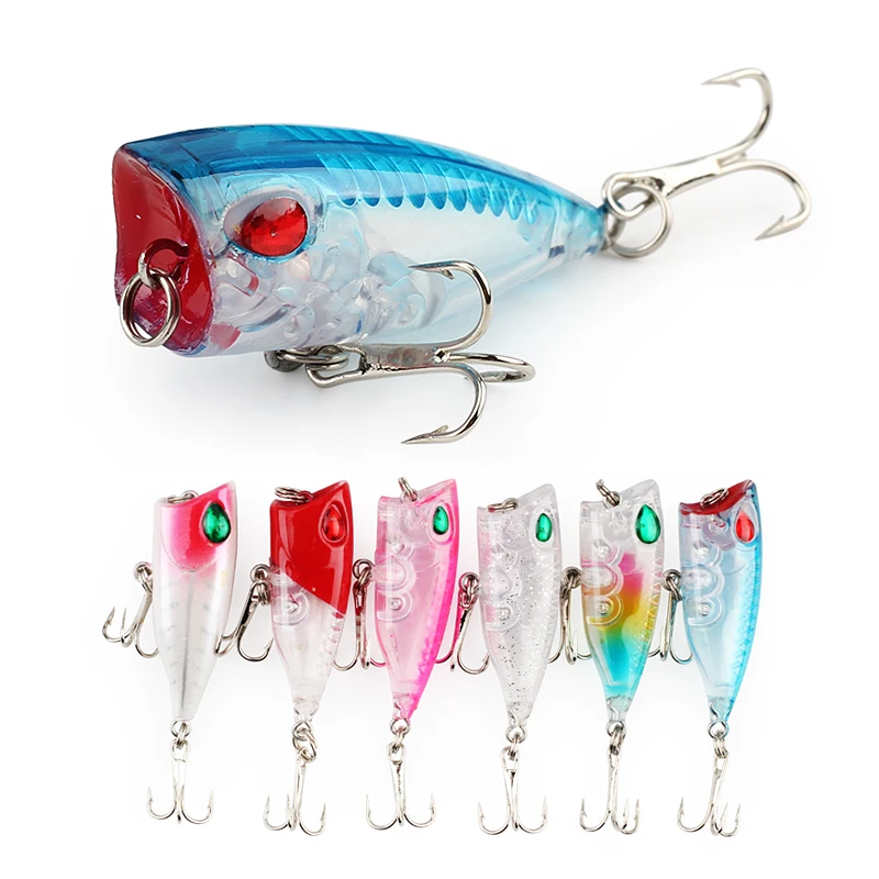 6 шт./лот цветов мини Поппер рыболовная приманка жесткая красочные пластиковые