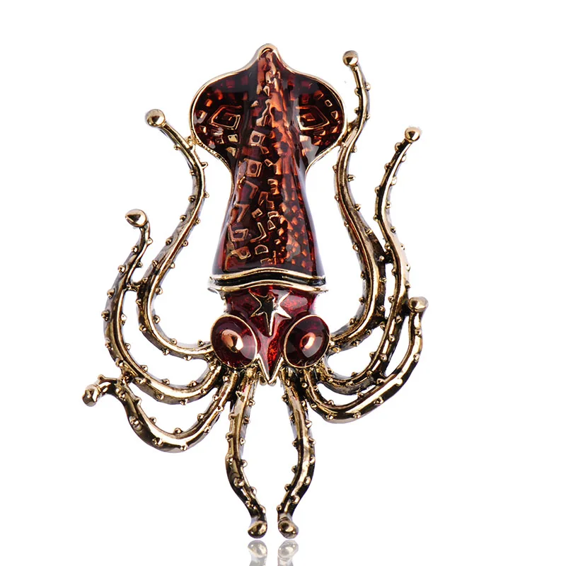 Женская брошь в форме осьминога Blucome большая золотая эмаль на плечо аксессуар для