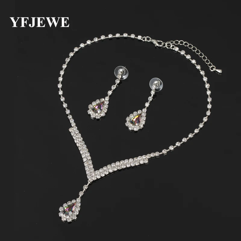 Женский комплект ювелирных изделий YFJEWE набор из сережек капель и ожерелья с