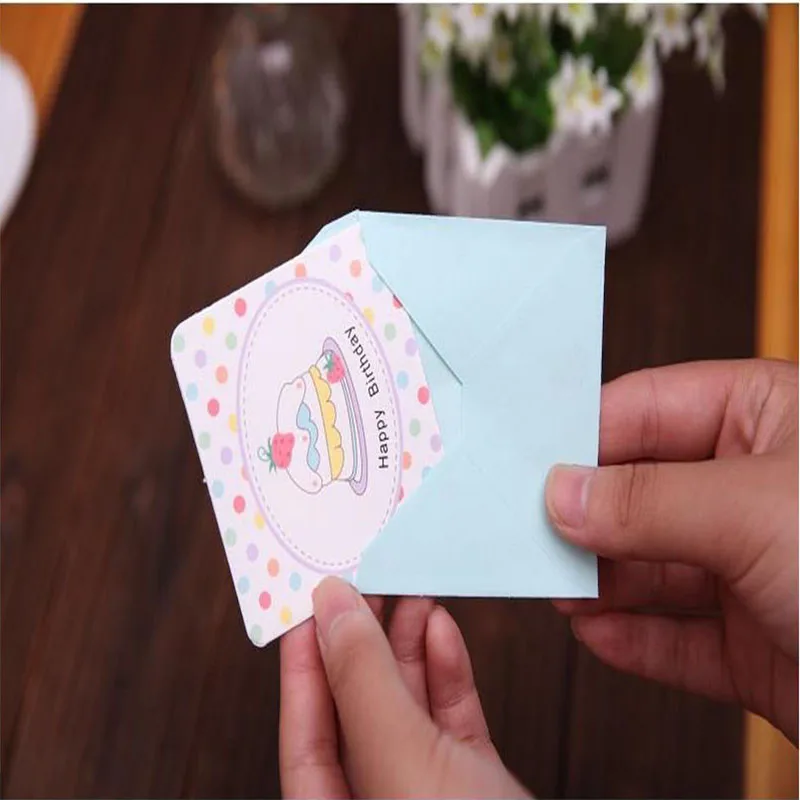 24 шт Мини Kawaii поздравительная открытка День рождения любовь письмо