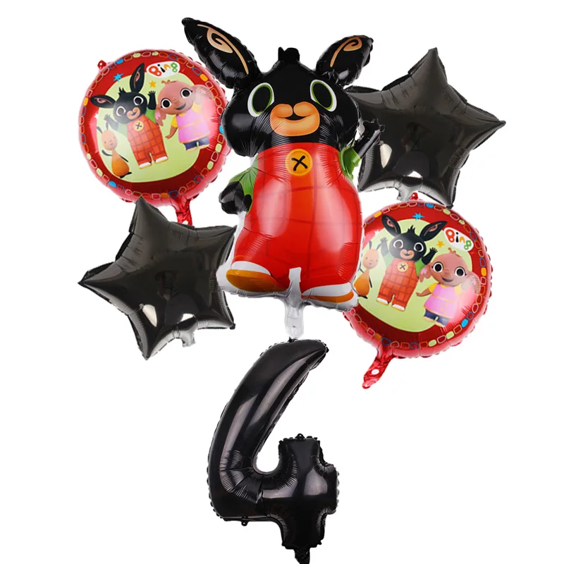 6 шт./лот 86*60 см мультфильм Bing Bunny 32 дюймов номер фольги воздушный шар кролик шары День рождения украшения Детские шары globos