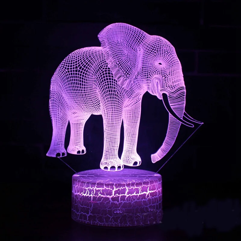 Elephant2 Слон 2 Тема mark 3D лампа светодиодный игры СВЕТОДИОДНЫЙ ночник 7 цветов изменить сенсорный настроение лампа челнока - Испускаемый цвет: Elephant2