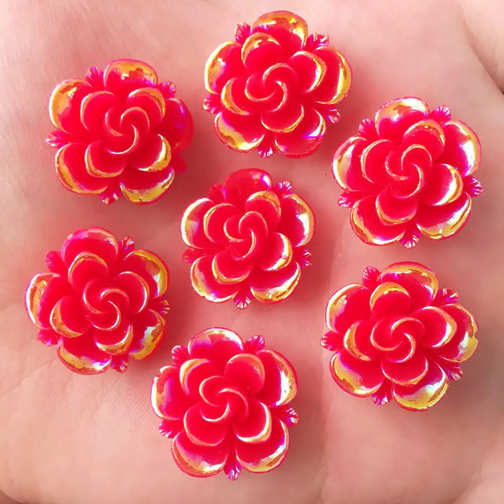 

Hot 20PCS AB Color 20mm Resin Flower Stone Flatback Wedding Diy Buttons Scrapbook Crafts R278*2