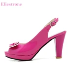 Женские свадебные босоножки на высоком каблуке, элегантные желтые, Красные босоножки с ремешком на пятке, большие размеры 10 32 43 45, лето