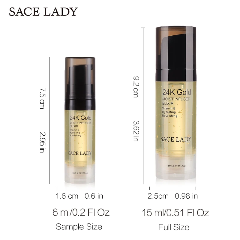 Масло для макияжа SACE LADY 24K Gold Elixir лица грунтовка 6 мл профессиональная УВЛАЖНЯЮЩАЯ