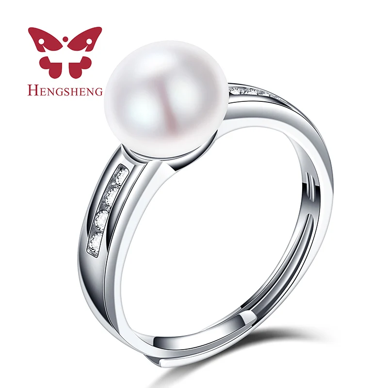 Женское кольцо с натуральным жемчугом из серебра 100% пробы 8 9 мм|Кольца| |