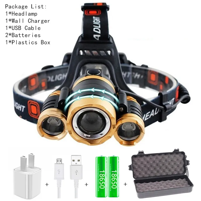 Package F USB датчик движения налобный фонарь высокой мощности светодиодный T6 Рабочая фара 18650 USB перезаряжаемая Водонепроницаемая фара Масштабируемые Фары - Испускаемый цвет: Package F