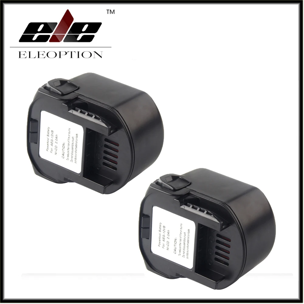 2x Eleoption батарея для электроинструмента AEG 12V 2000mAh 2 0 Ah Ni CD B1214G B1215R B1220R M1230R BS12G BS12X BSB12G