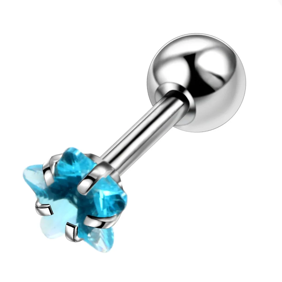 1 шт. Кристалл Циркон трагус пирсинг для хрящевой части уха серьги 316L