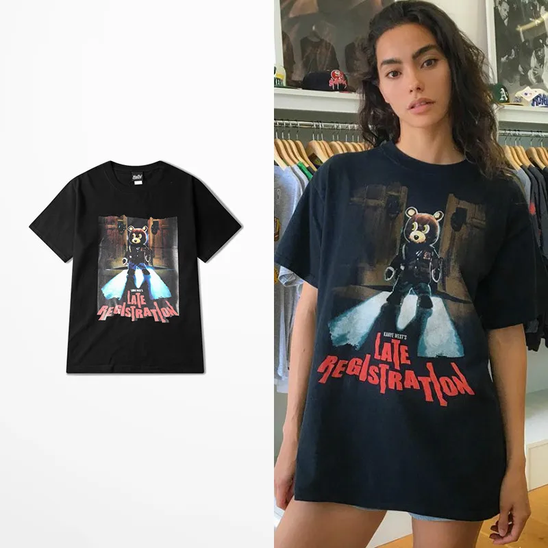 Футболка Kanye в стиле ретро с изображением Красной богини брендовая свободная