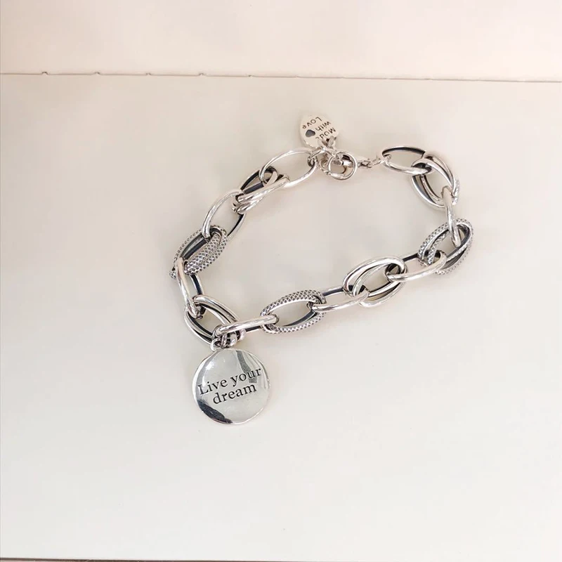 BESTLYBUY мечта сбылась Модный женский круглый тайский серебряный браслет 925 пробы серебряный Ретро двойной Круглый браслет