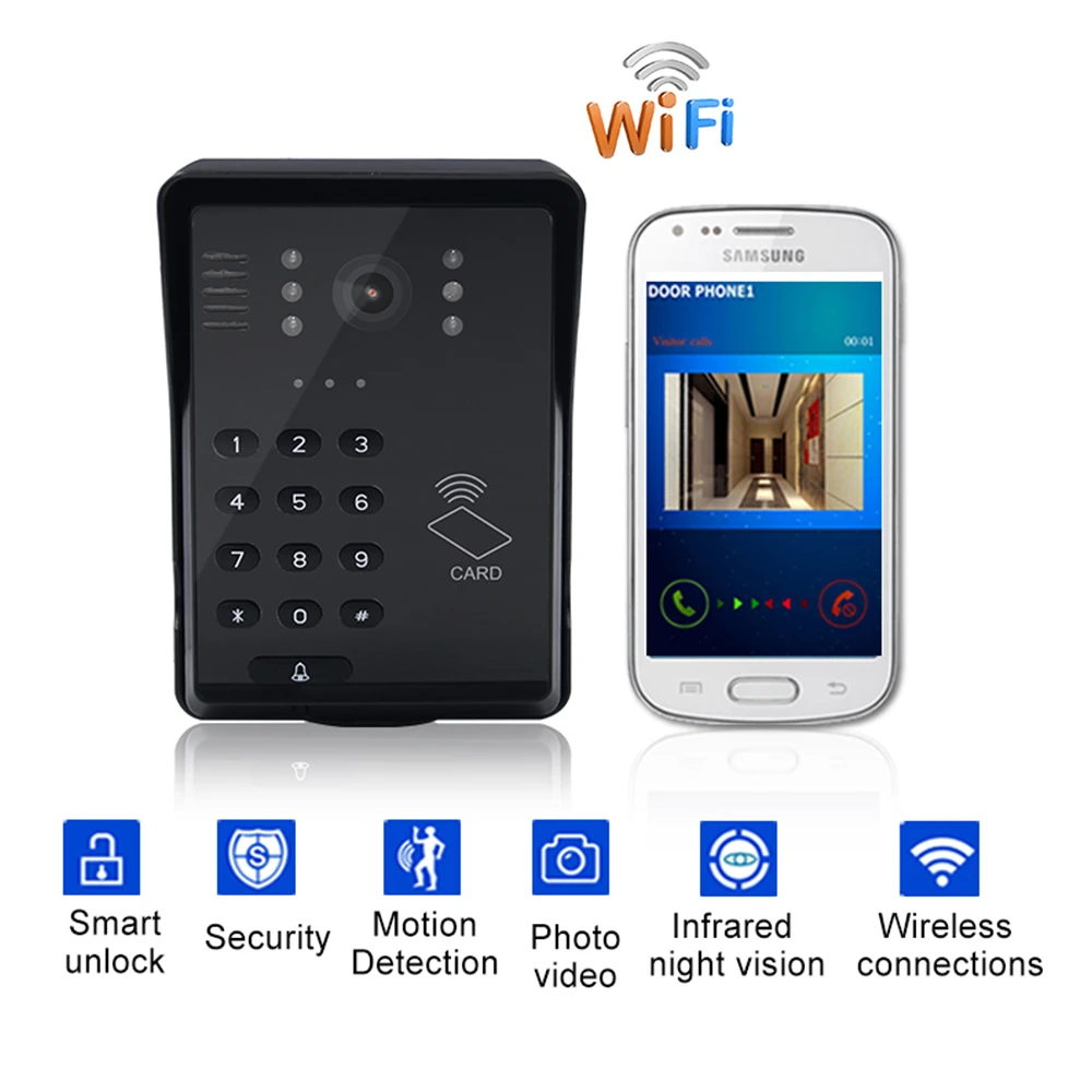 Wifi видео дверной звонок умный видео домофон беспроводной Видео дверной телефон RFID пароль дверной телефон домофон система+ брелоки разблокировка