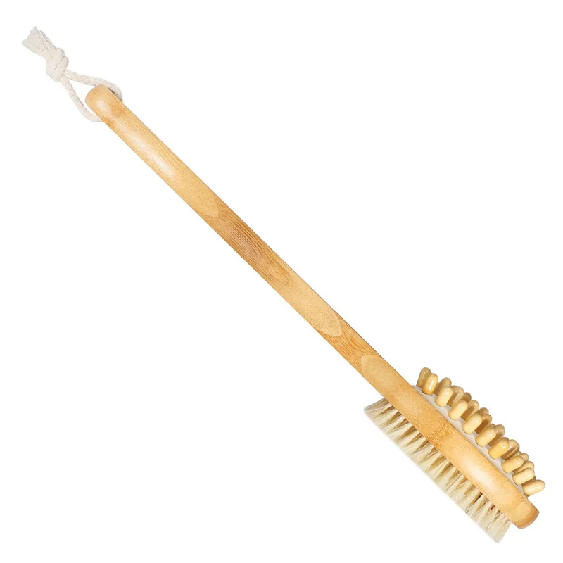 Щетка для тела 2 в 1 Двусторонняя натуральная щетина щетка скруббер Длинная