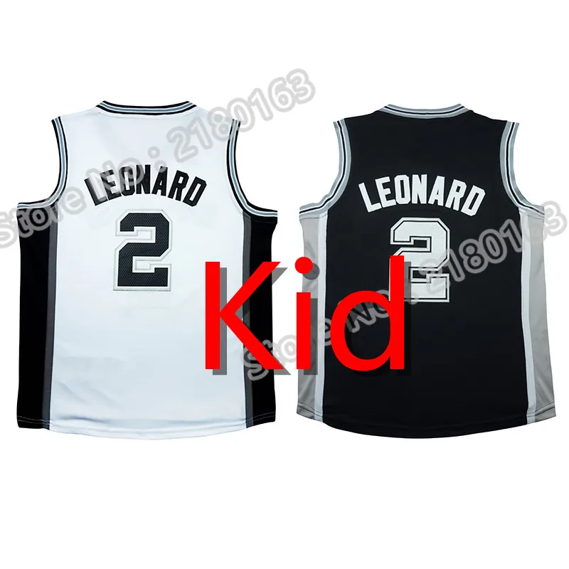 100% Прошитой Kawhi Леонард #2 Баскетбол Джерси Высокое качество молодежи 2 продаж