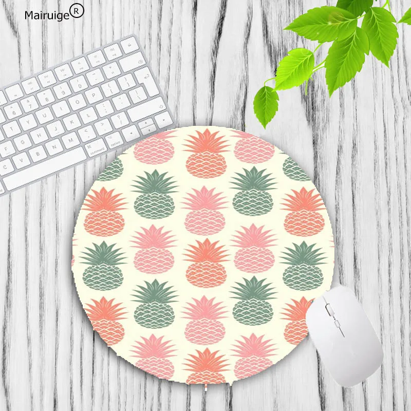 Mairuige большая акция России ананасы художественным принтом коврик для мыши против скольжения круглый скорость коврик подарок игровой скорость мыши коврики 20X20 см
