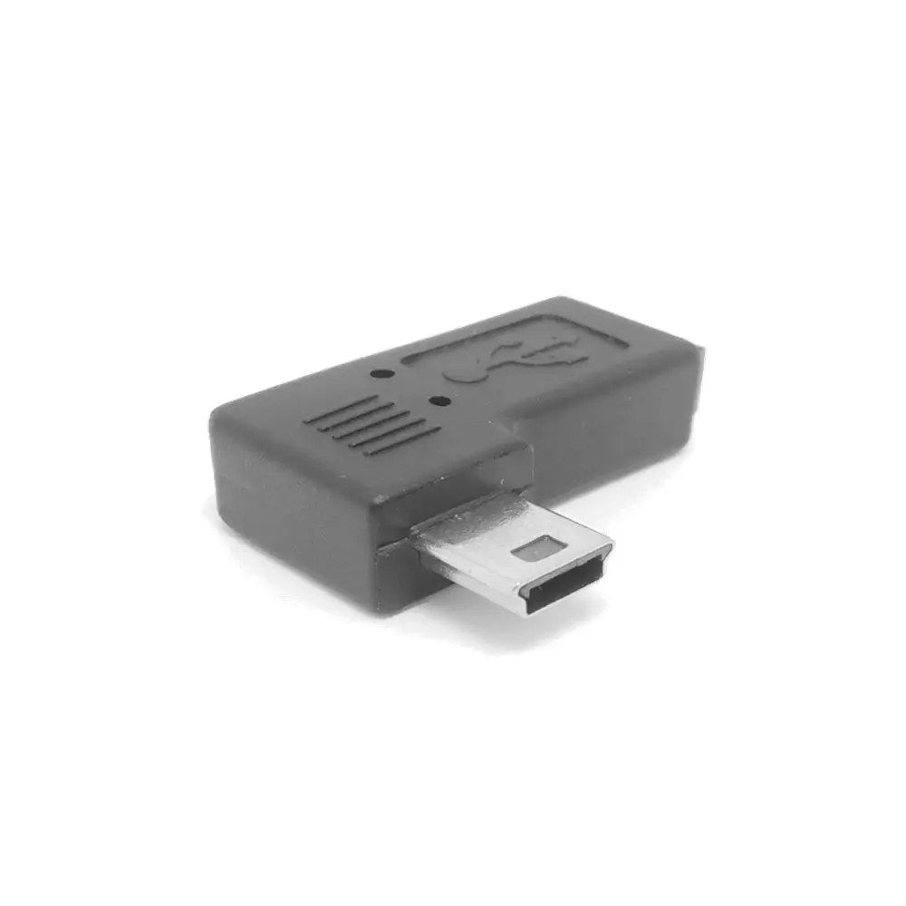 Переходник Mini USB штекер-гнездо на 90 градусов с левым и правым углом 5-контактный