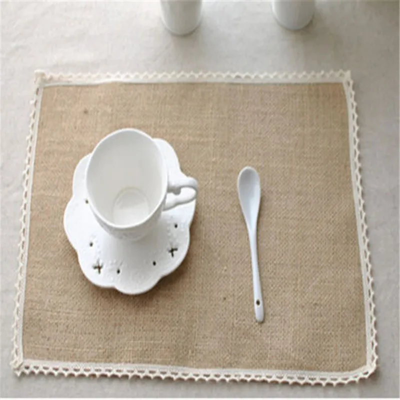 Украшение стола из натурального гессиана подложки под тарелки коврики для кухни