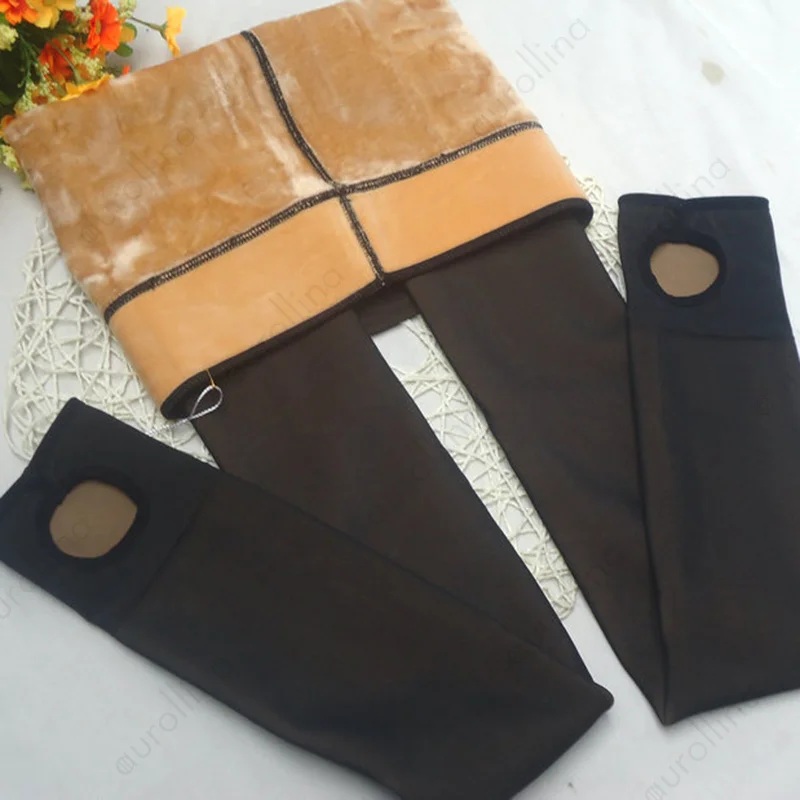 beige stirrup Теплые колготки, зимние, выдерживающие Термо Колготки, женские латексные колготки, плотные колготки, уличные, женские, милые, зимние колготки для женщин - Цвет: beige stirrup