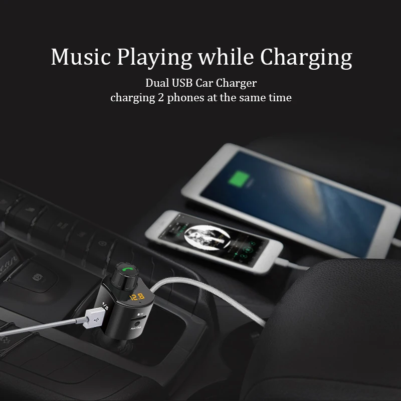 Rylybons FM передатчик Bluetooth Handsfree Car Kit TF USB fm Автомобильный MP3-плеер 3 5 мм AUX Hands Free Dual