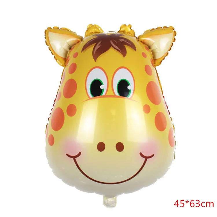 giraffe 18 дюймов мультфильм голова животного фольгированный шар мультфильм лиса Бегемот Тигр Медведь лев собака гелий детские игрушки Воздушные шары День рождения украшение - Цвет: giraffe