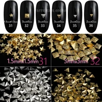 400pcspack frosted silver gold 3d rectangle triagnle square star heart oval drop metal studs nail art gems rivets decorations