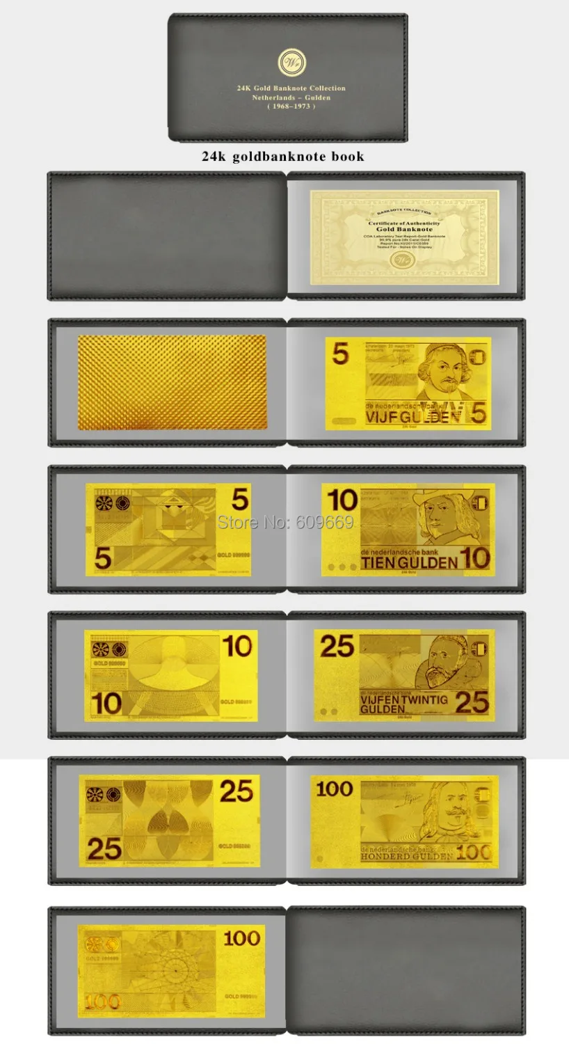 Золотая Банкнота с золотым сертификатом позолоченная фоторамка