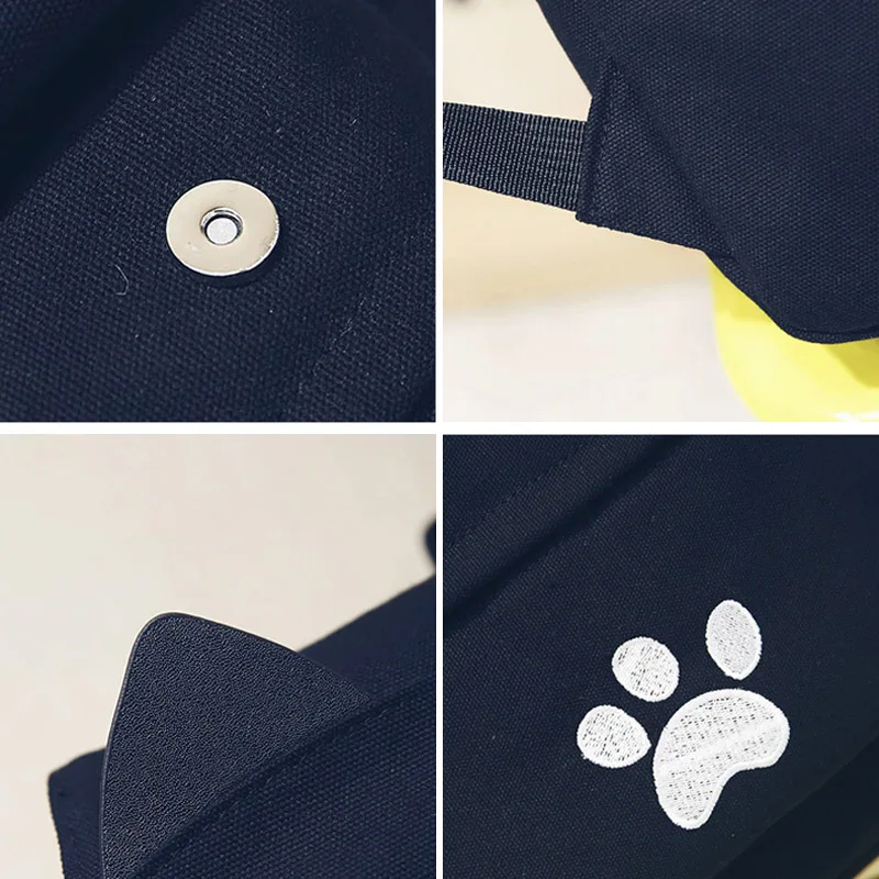 Женский холщовый рюкзак с милым котом школьные ранцы для девочек вместительный