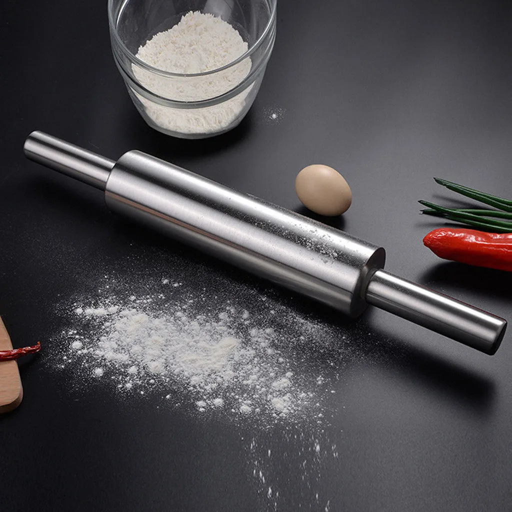 Гладкая домашняя кухонная металлическая Скалка из нержавеющей стали для выпечки сахара печенья теста