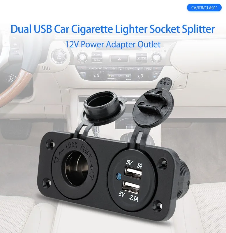 XTRONS CLA011 Dual USB автомобильный разветвитель прикуривателя 12 В Мощность адаптер выход
